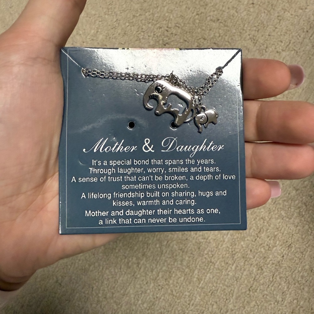 Mother & Daughter Silver Elephant Necklace